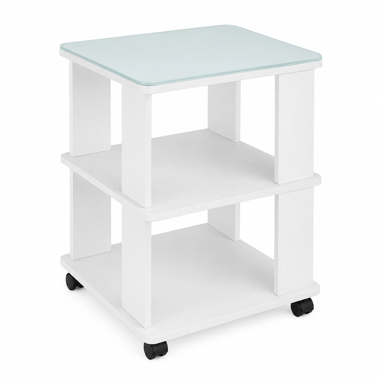 Mesa de Centro Velito Blanca con Ruedas, 50 x 50 cm, Versátil para Salón