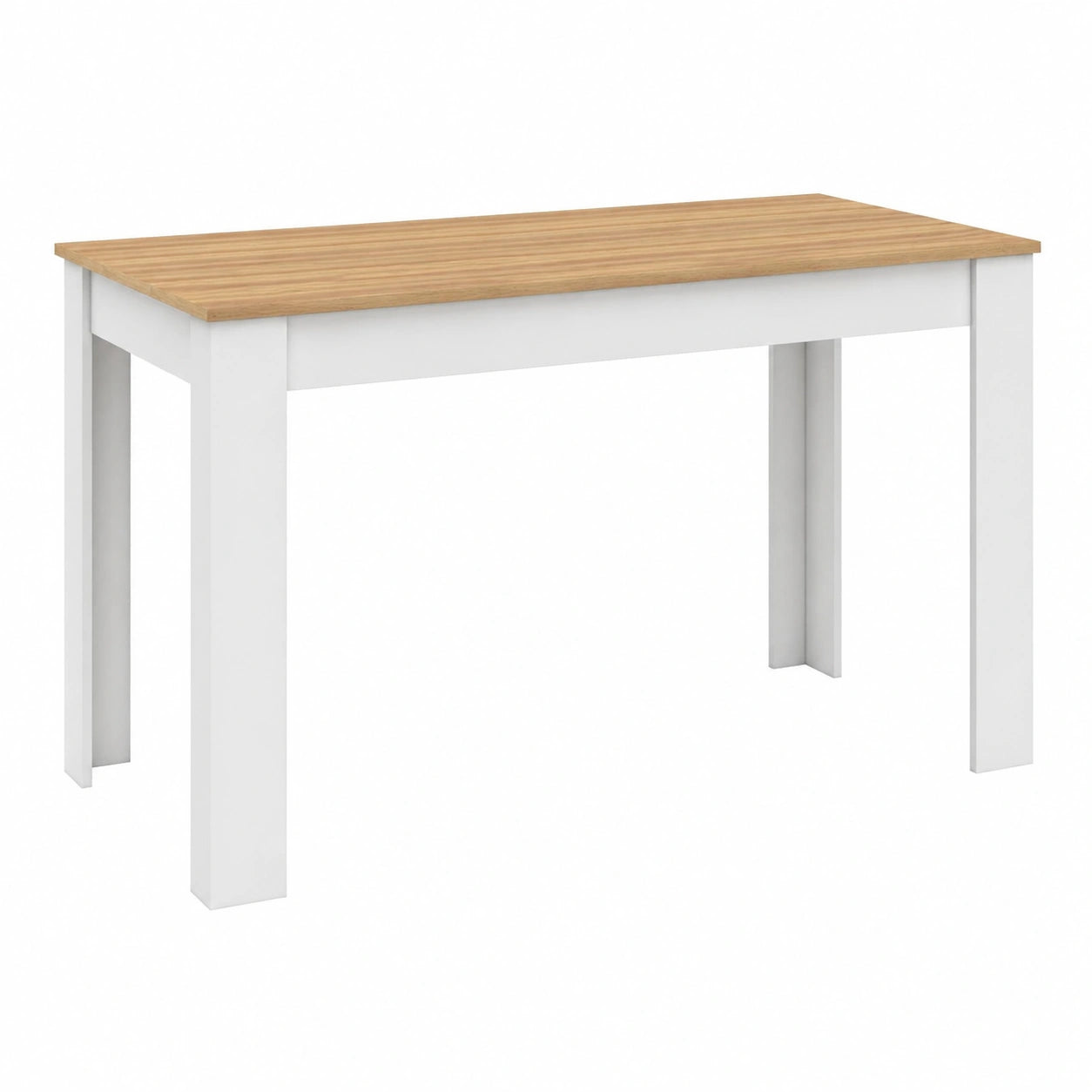 Mesa de Comedor Rectangular Blanca para 4, Tablón de Haya, 110 cm - IDMarket ROZY