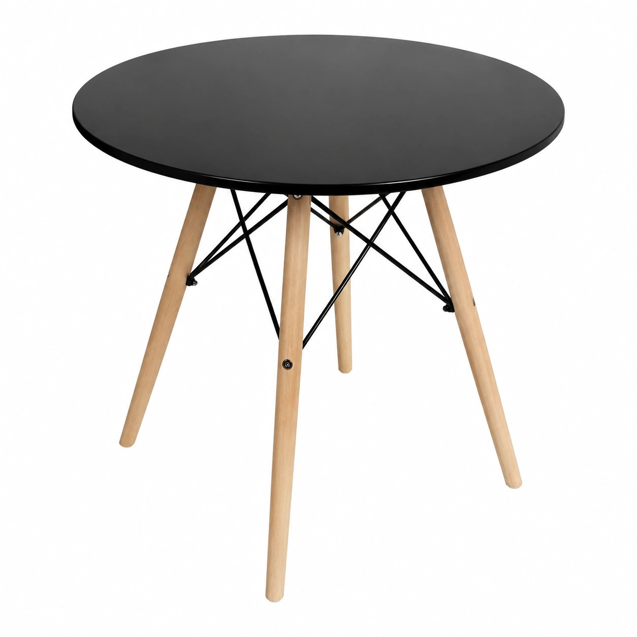 Mesa Redonda Fuji Negra para Comedor, Funcional y Moderna 80x80x75 cm