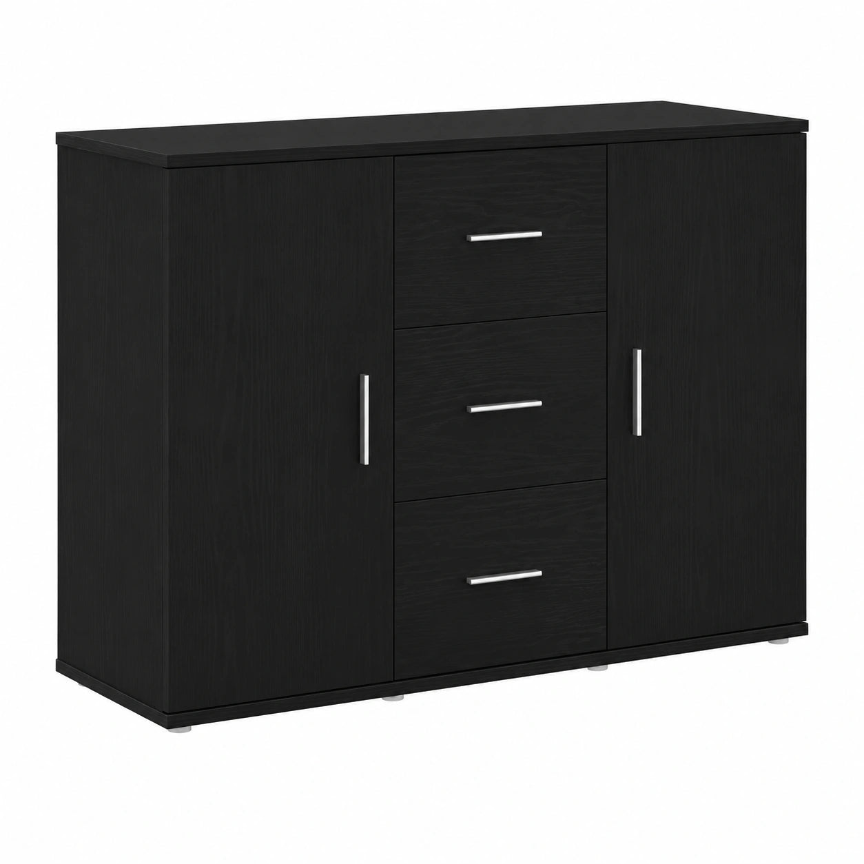 Aparador de Madera Negro Roble, 91x29,5x65 cm, Almacenamiento Versátil para Hogar