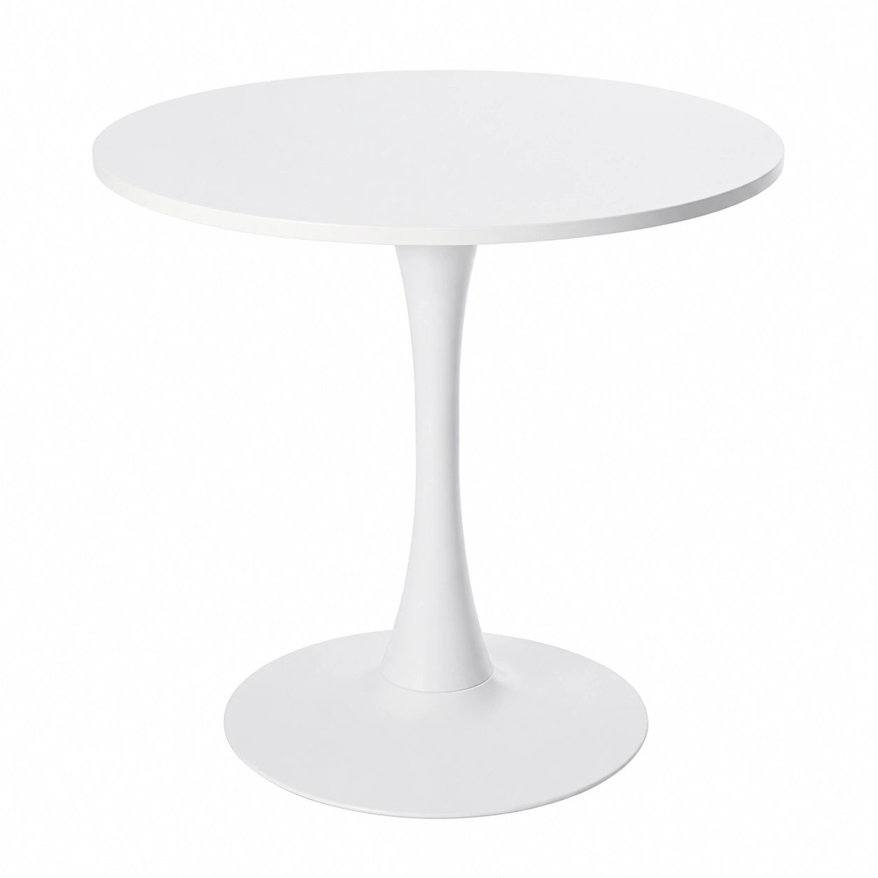 Mesa de Comedor Escandinava Redonda para 2-4 Personas, Madera y Metal, 80 cm, Blanco