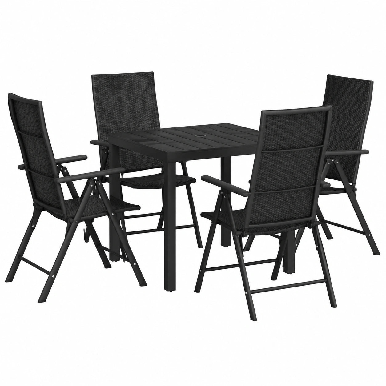 Conjunto de Muebles de Jardín Negro de 5 Piezas para Comedor Exterior