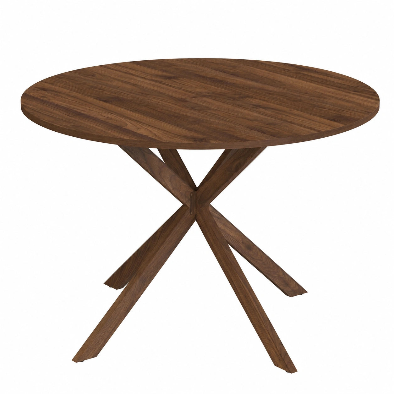 Mesa de Comedor Redonda para 6 Personas, Diseño de Nogal con Base de Araña - 110 cm