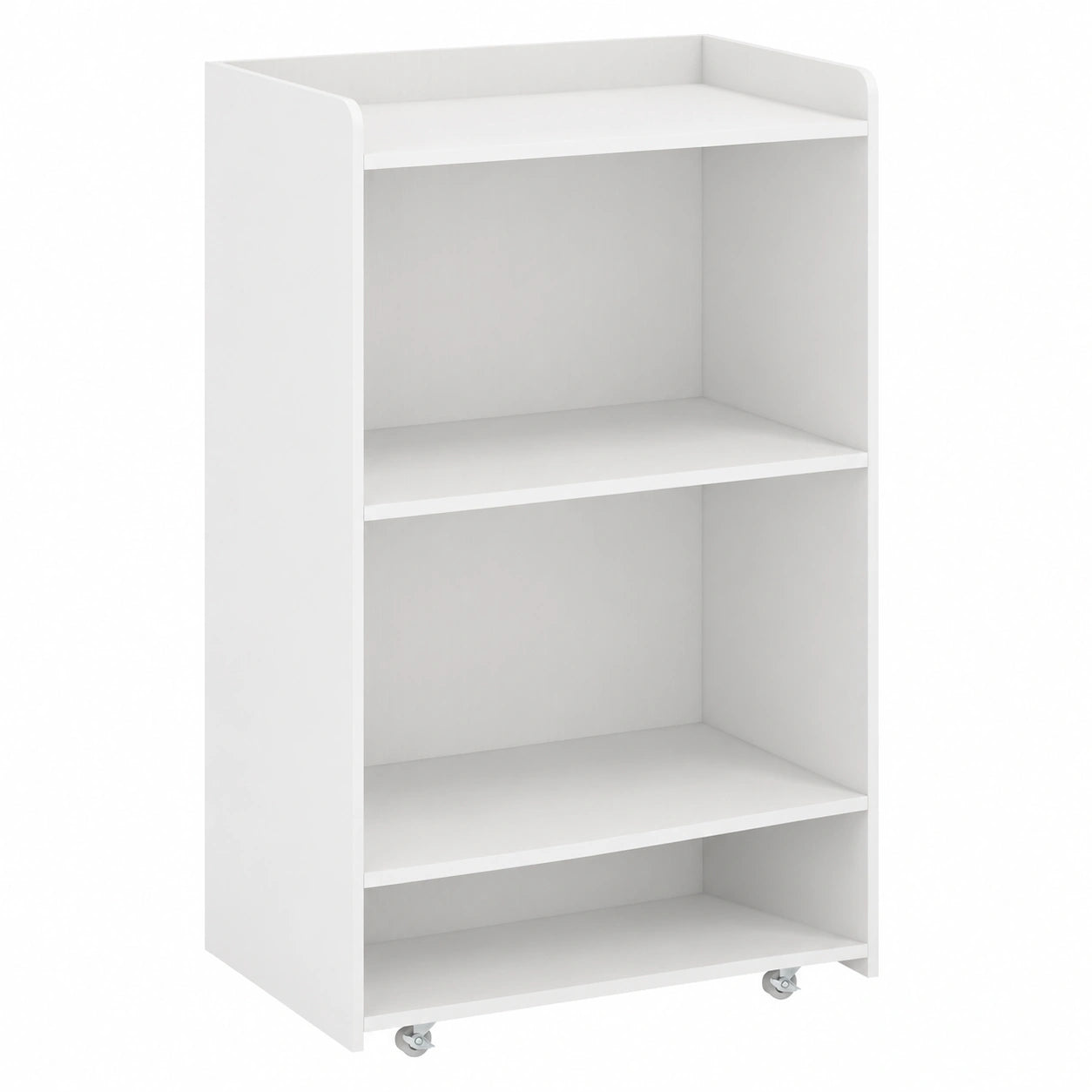 Podio Móvil de Madera con 2 Estantes y Ruedas, Ideal para Presentaciones en Iglesia, Oficina y Escuela, 57.5x37x105 cm, Blanco