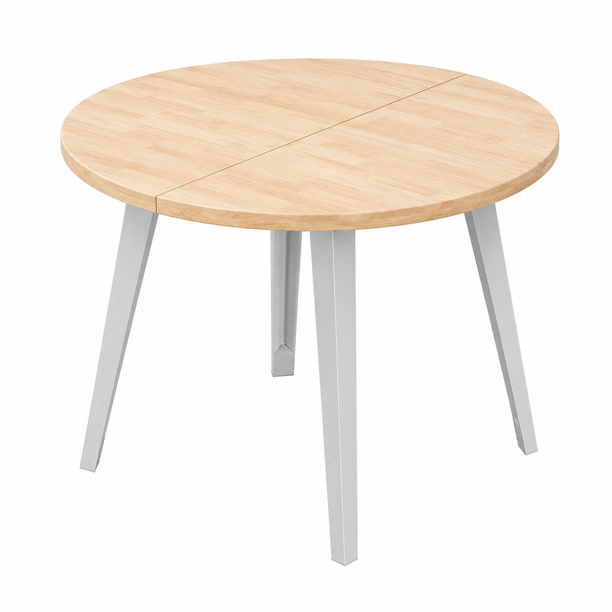 Mesa Redonda Extensible Industrial Roble y Metal Blanco para Comedor
