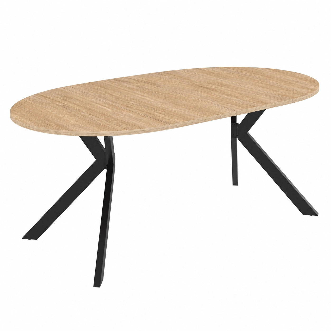 Mesa de Comedor Alix Extensible Redonda 4-10 Plazas con Patas Araña Negro y Madera 110-200 cm