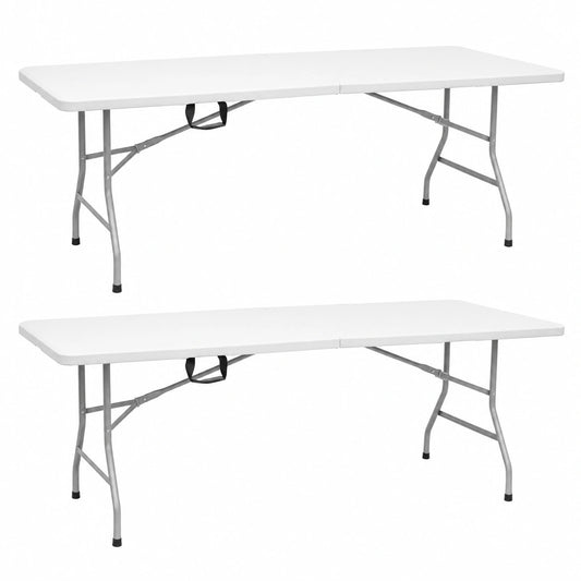 Mesa Plegable de Resina 180x70cm para Eventos y Terrazas, Set de 2