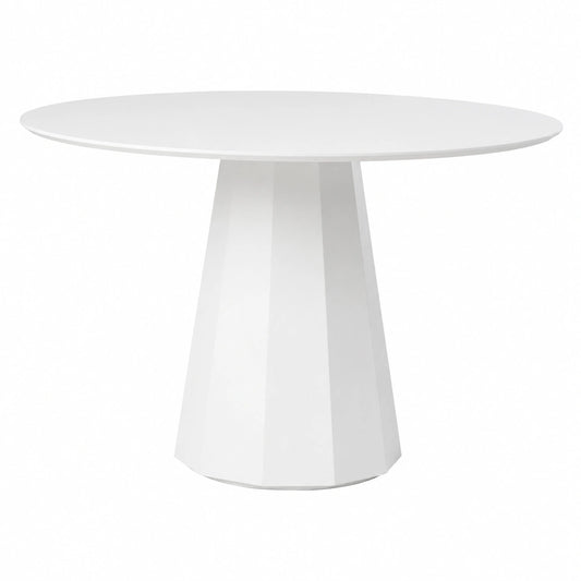 KLAST Mesa Redonda de Comedor de Madera Blanca Ø120 cm