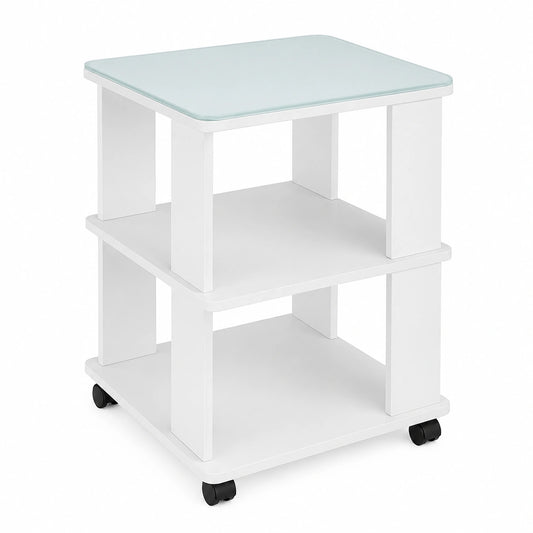 Mesa de Centro Velito Blanca con Ruedas, 50 x 50 cm, Versátil para Salón