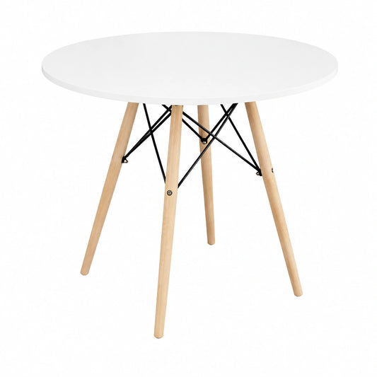 Mesa Redonda Malmö de Comedor en Blanco, Práctica y Moderna