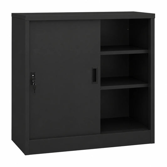 Armario de Acero Antracita para Oficina con Puerta Corredera 90x40x90 cm