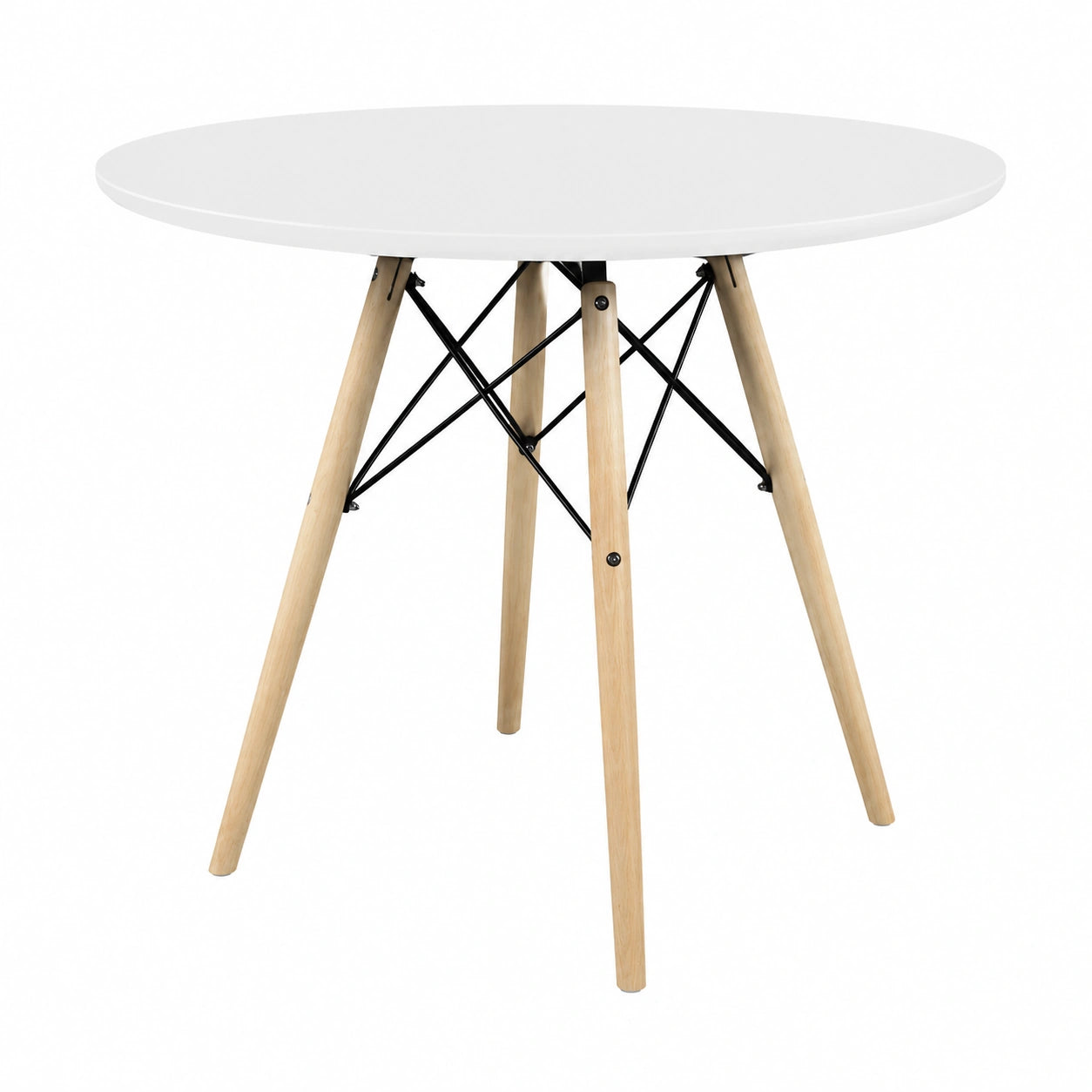 Mesa Redonda Blanca Modelo Fuji para Comedor o Cocina, 80x80x75 cm