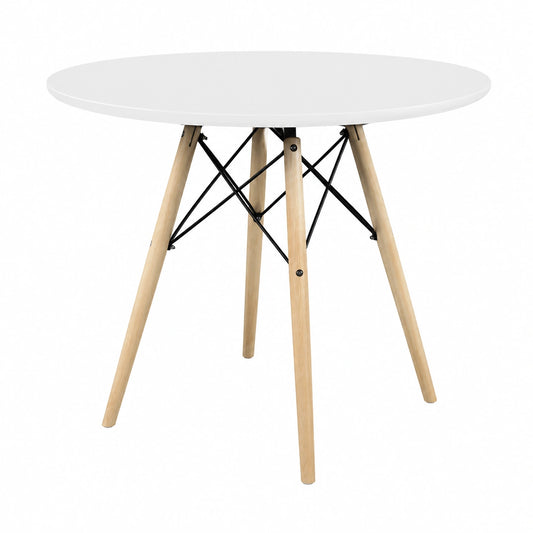 Mesa Redonda Blanca Modelo Fuji para Comedor o Cocina, 80x80x75 cm