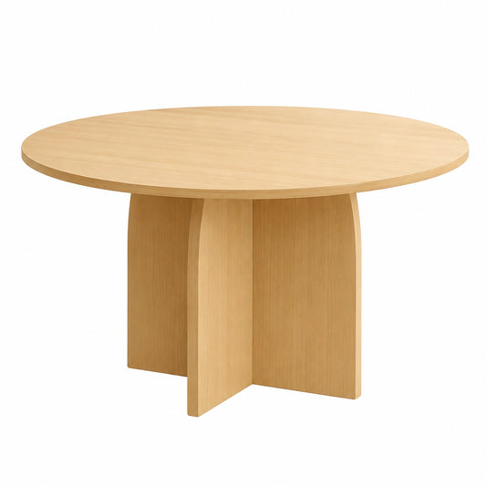 Mesa Redonda de Comedor para 6 Personas, Madera Natural, Ø110 cm