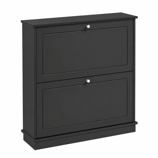 SoBuy Zapatero Estrecho con 2 Puertas Abatibles, Organizador de Pasillo para Espacios Pequeños, 76x18x78 cm, Negro