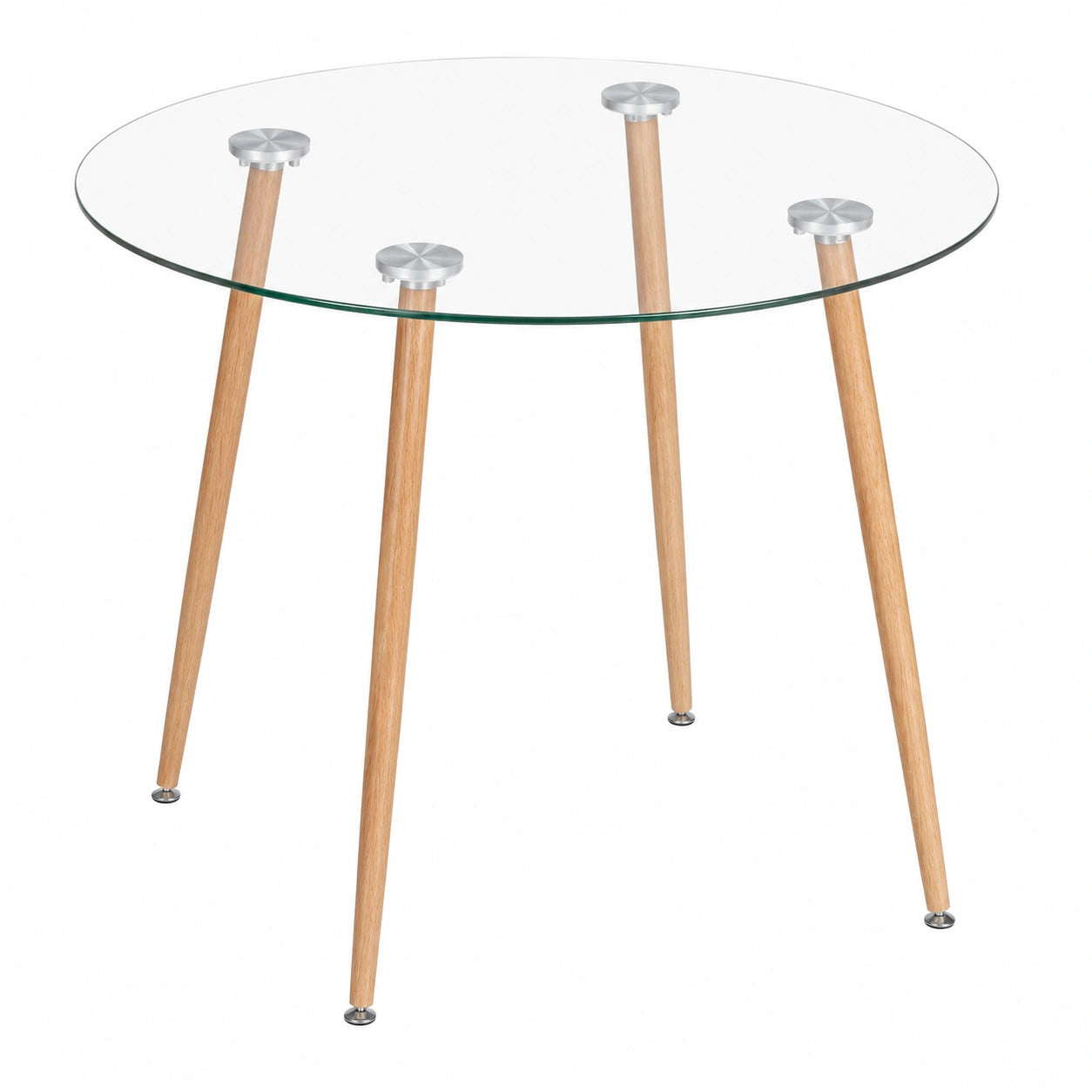 Mesa Redonda de Cristal para Comedor o Cocina, 90 cm, Modelo Zola