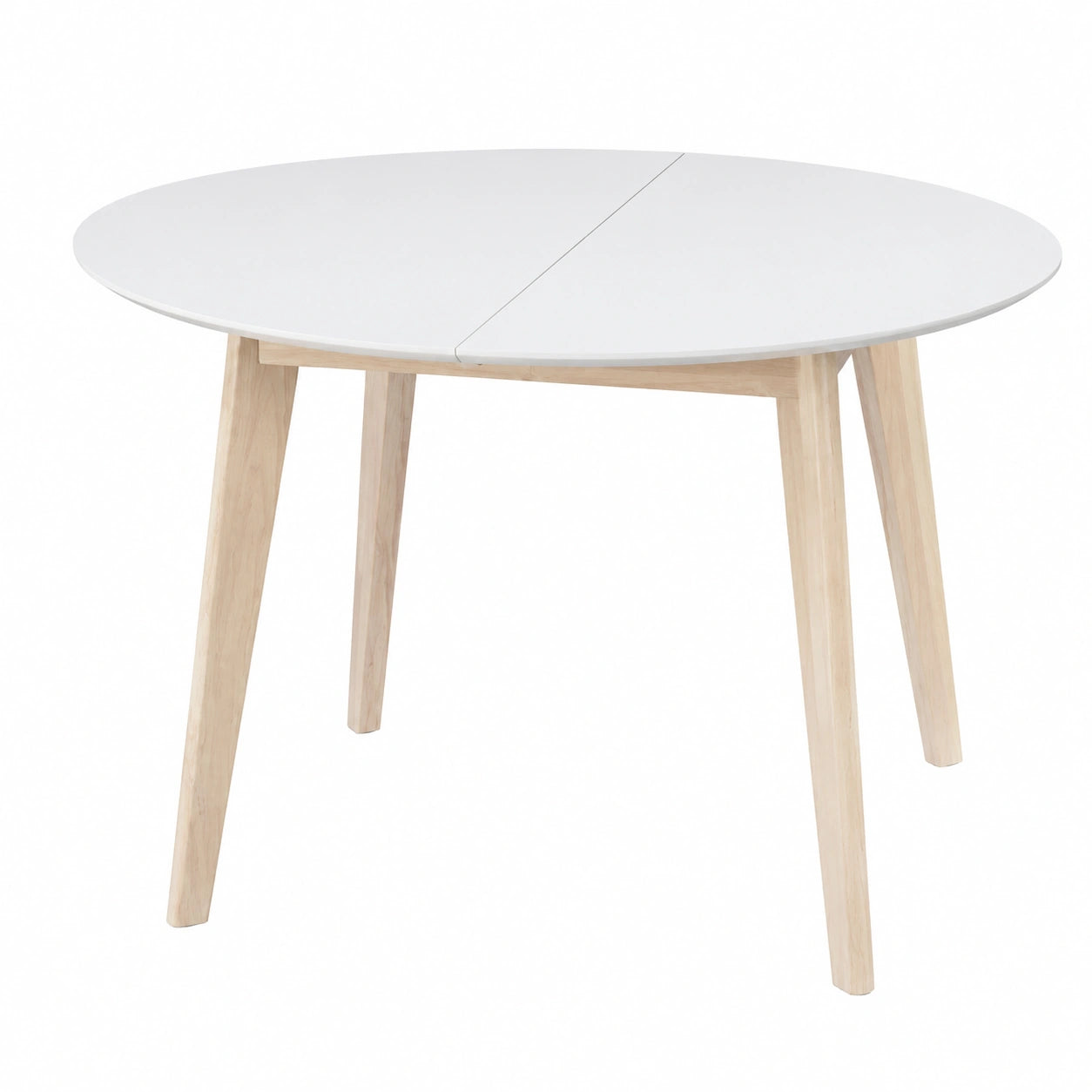 Miliboo - Mesa Comedor Redonda Extensible Blanca y Madera Leena Moderna