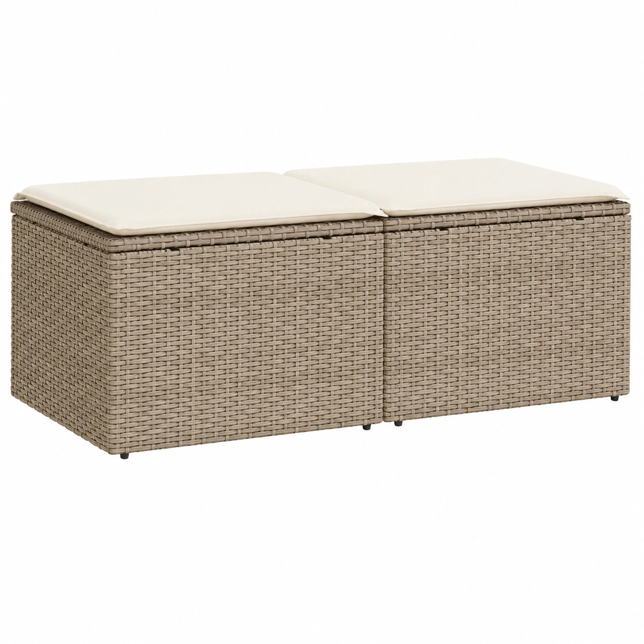 Conjunto de Sofás de Jardín con Cojines Beige en Ratán Sintético y Acacia