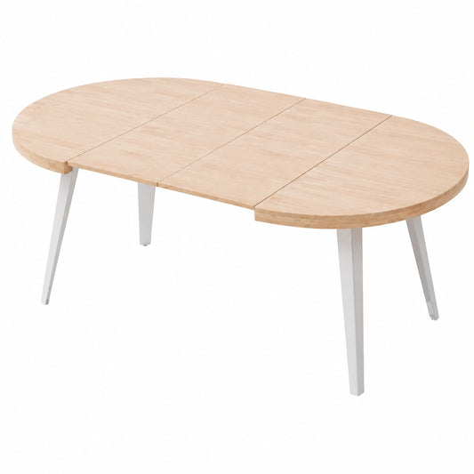 Mesa de Comedor Extensible Redonda Bali en Roble y Blanco, 100-180 cm
