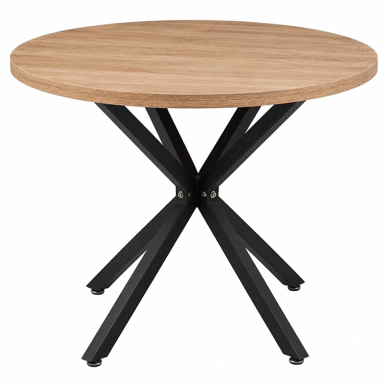 Mesa Redonda Moderna de MDF con Patas Metálicas Negras para Comedor