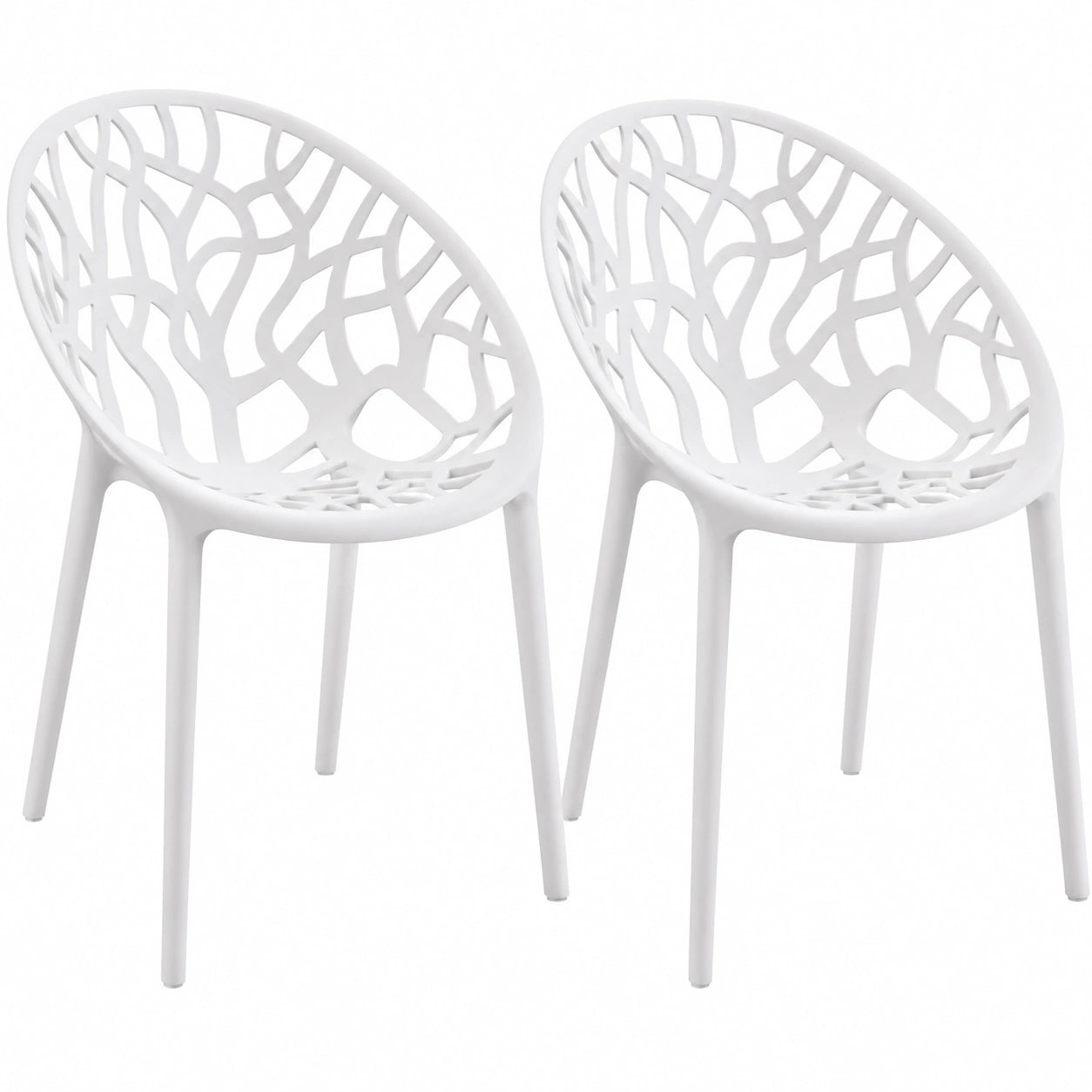 Pack de 2 Sillas de Jardín Apilables Resistente al Clima con Reposabrazos - Modernas de Plástico, Color Blanco