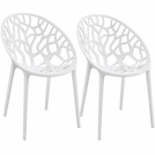 Pack de 2 Sillas de Jardín Apilables Resistente al Clima con Reposabrazos - Modernas de Plástico, Color Blanco