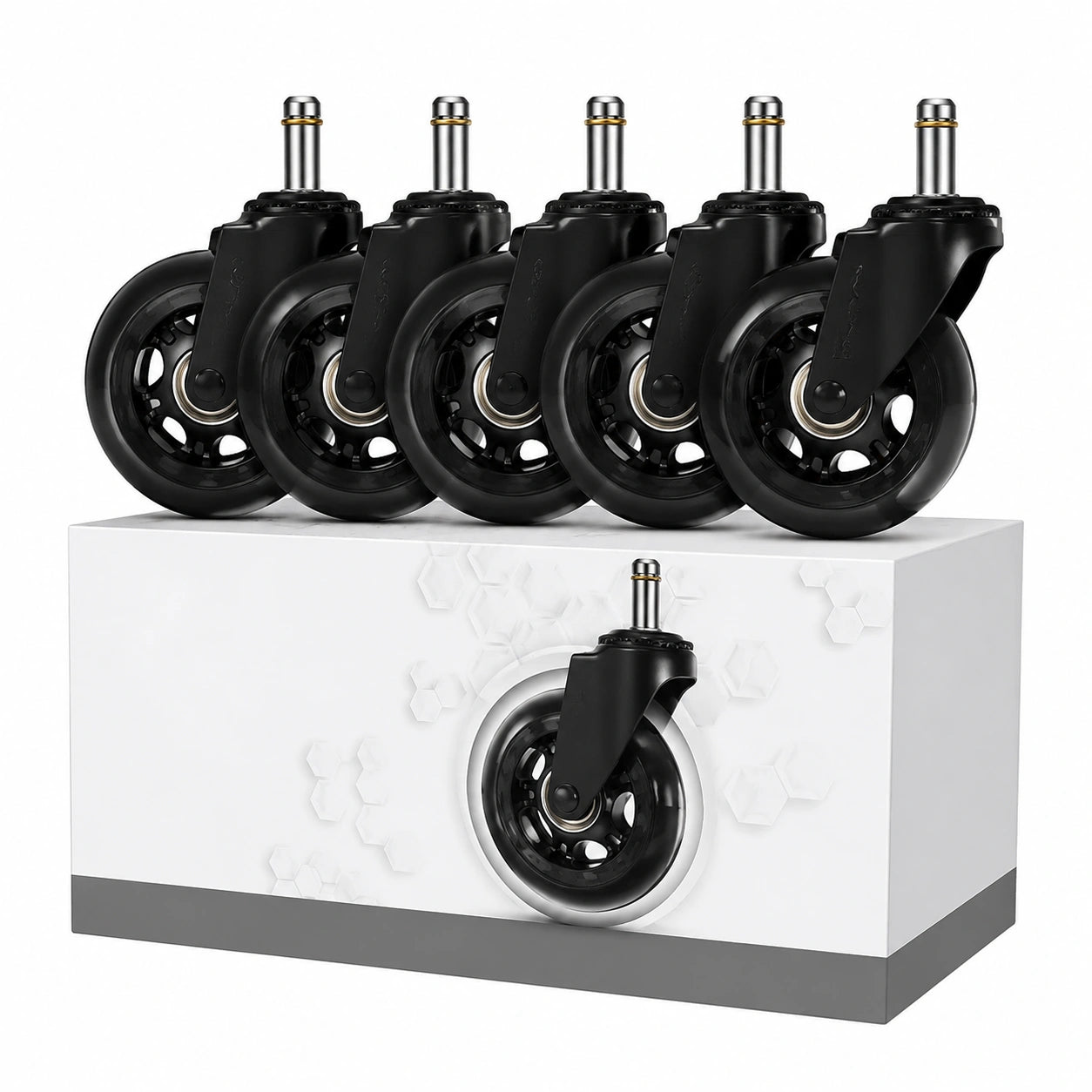 Ruedas Giratorias para Sillas IKEA, 75mm, Silenciosas, Repuesto Universal, Capacidad 250kg, Negro