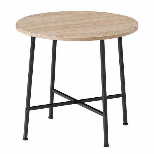 Mesa de Comedor Redonda Industrial de Madera y Acero con Patas Ajustables