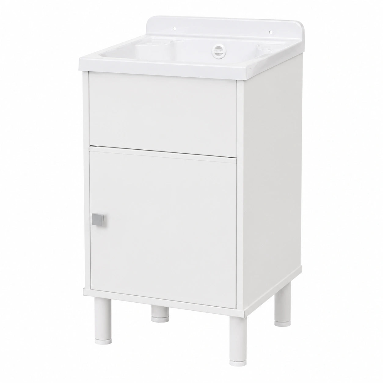 Lavadero de Resina PVC con Armario, 42x34x80 cm, Blanco