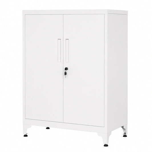 Gabinete de Acero SONGMICS con Cerradura, Archivador Blanco para Oficina y Hogar, 2 Puertas