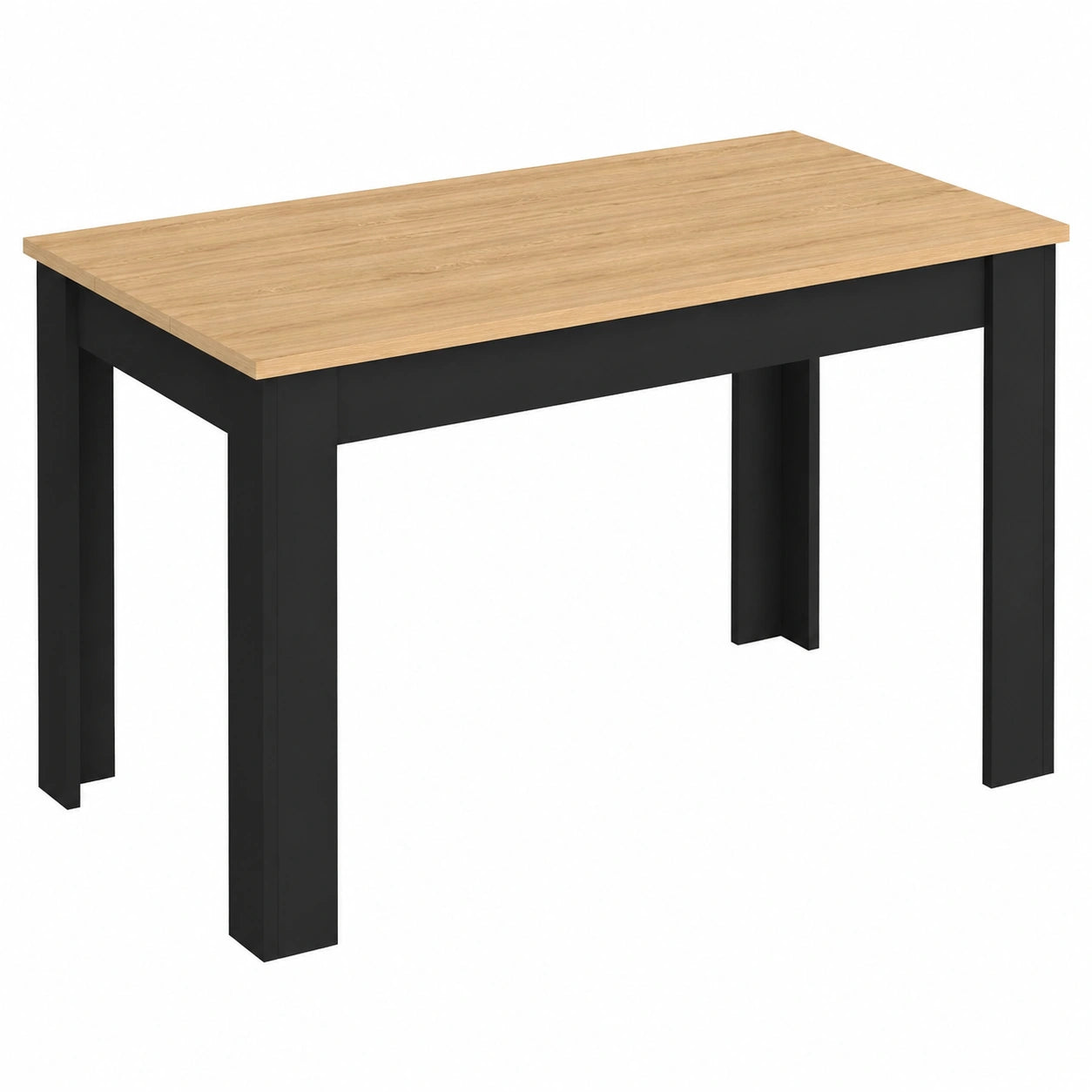Mesa de Comedor para 6 Personas, 110 cm, Negro con Tapa de Haya