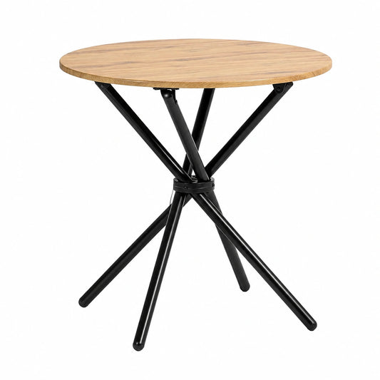 Mesa Moderna de Comedor con Patas Cruzadas en Roble Oscuro, 80x80x75 cm