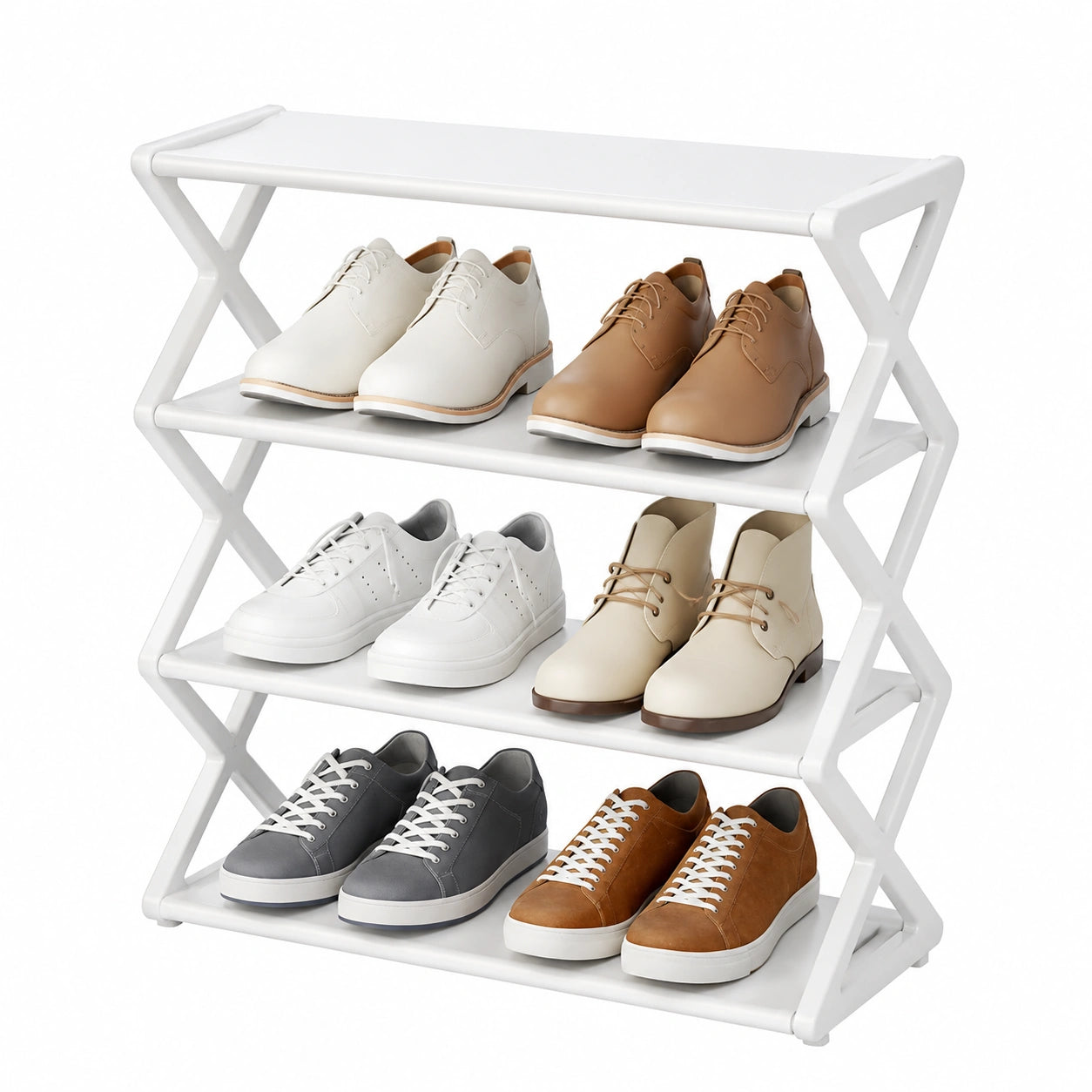 Estante Ajustable de Plástico para Zapatos, Plegable y Compacto de 4 Niveles, Ideal para Armarios y Pasillos
