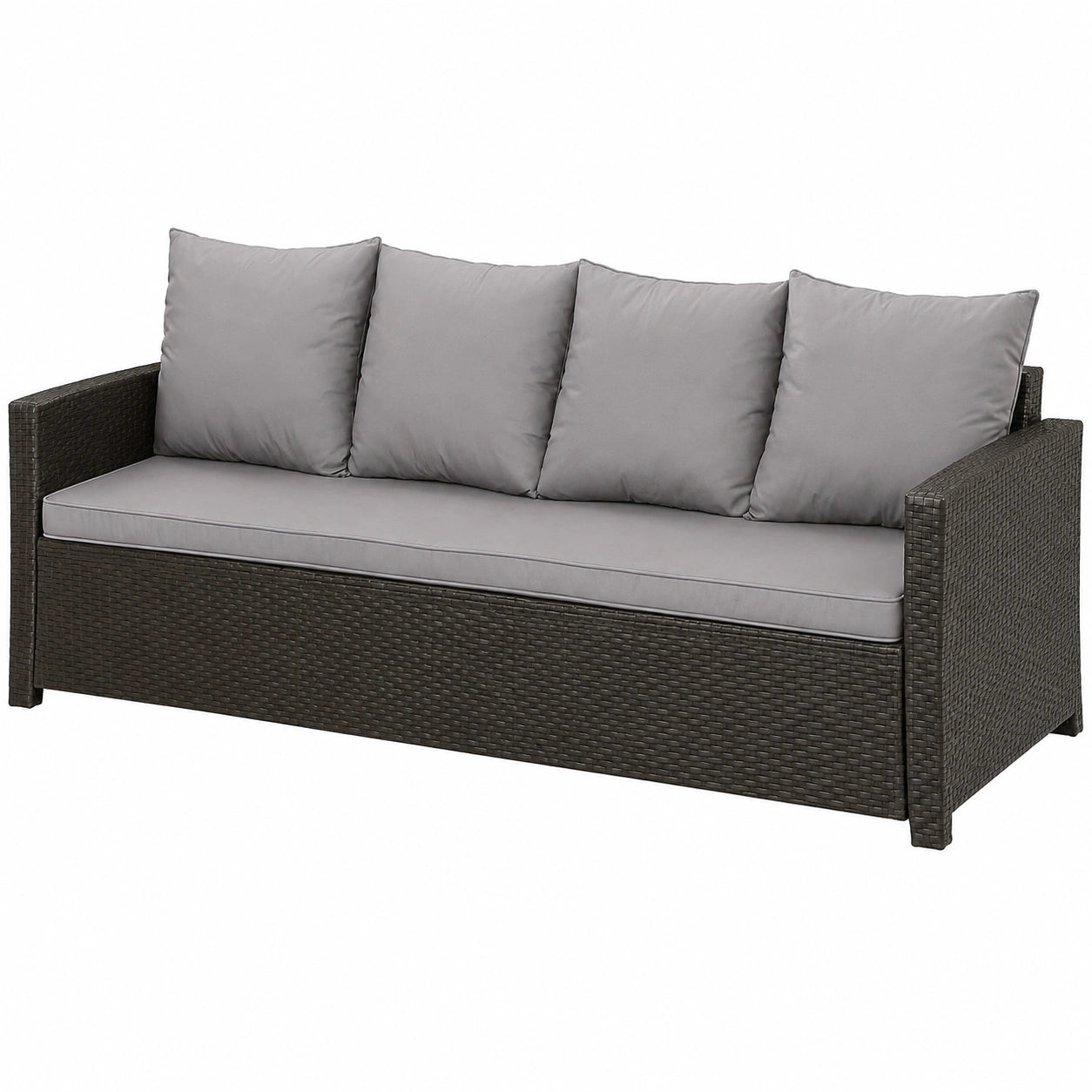 Cojín de jardín para banco con funda de polirratán, gris claro, 170x60x50 cm