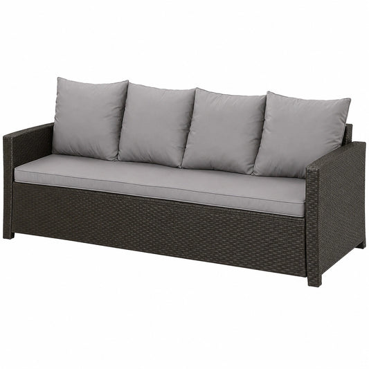 Cojín de jardín para banco con funda de polirratán, gris claro, 170x60x50 cm