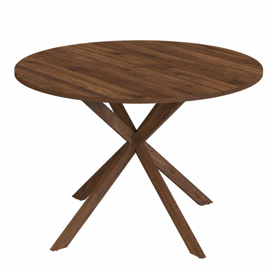 Mesa de Comedor Redonda para 6 Personas, Diseño de Nogal con Base de Araña - 110 cm