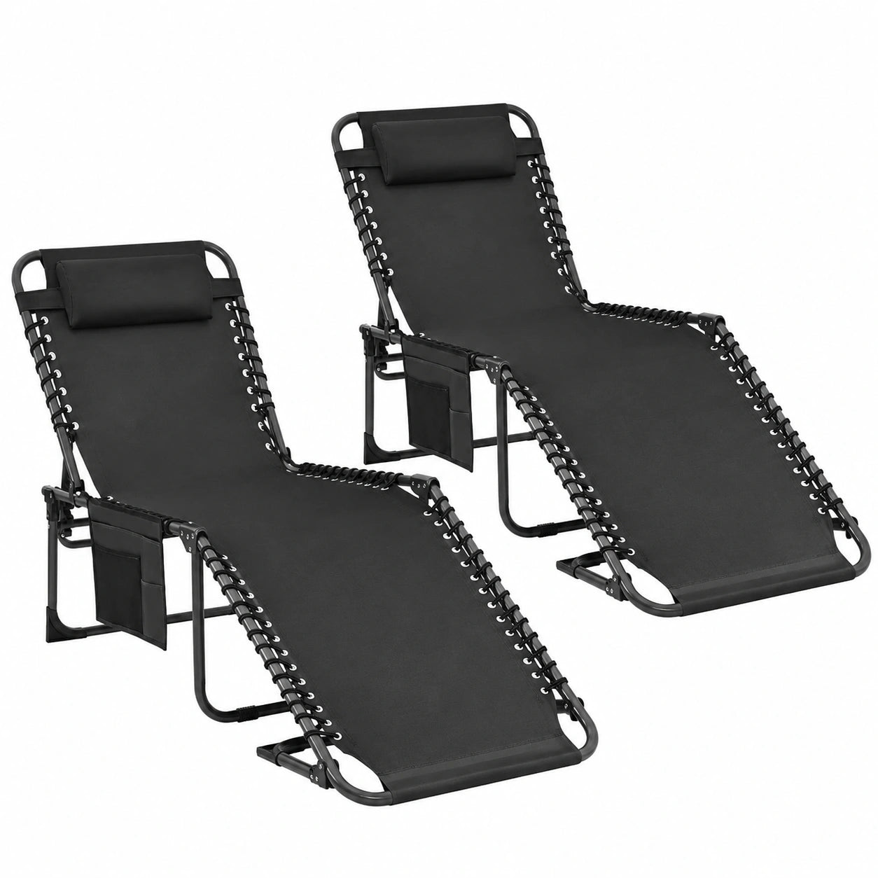 Pack de 2 tumbonas plegables ajustables para jardín y playa con almohada