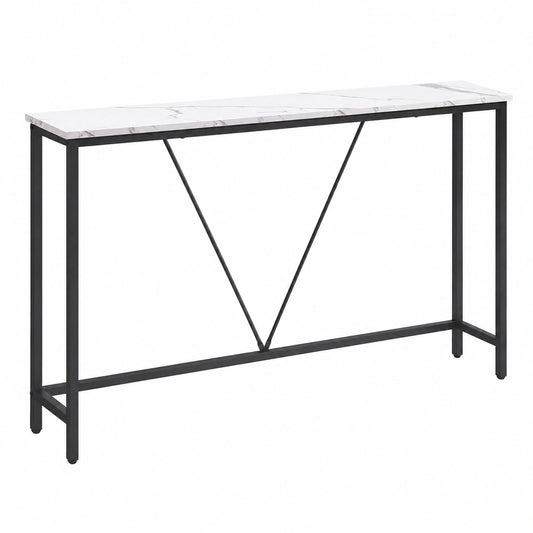 Mesa de Consola Moderna para Pasillo con Acabado Mármol y Estructura Negra