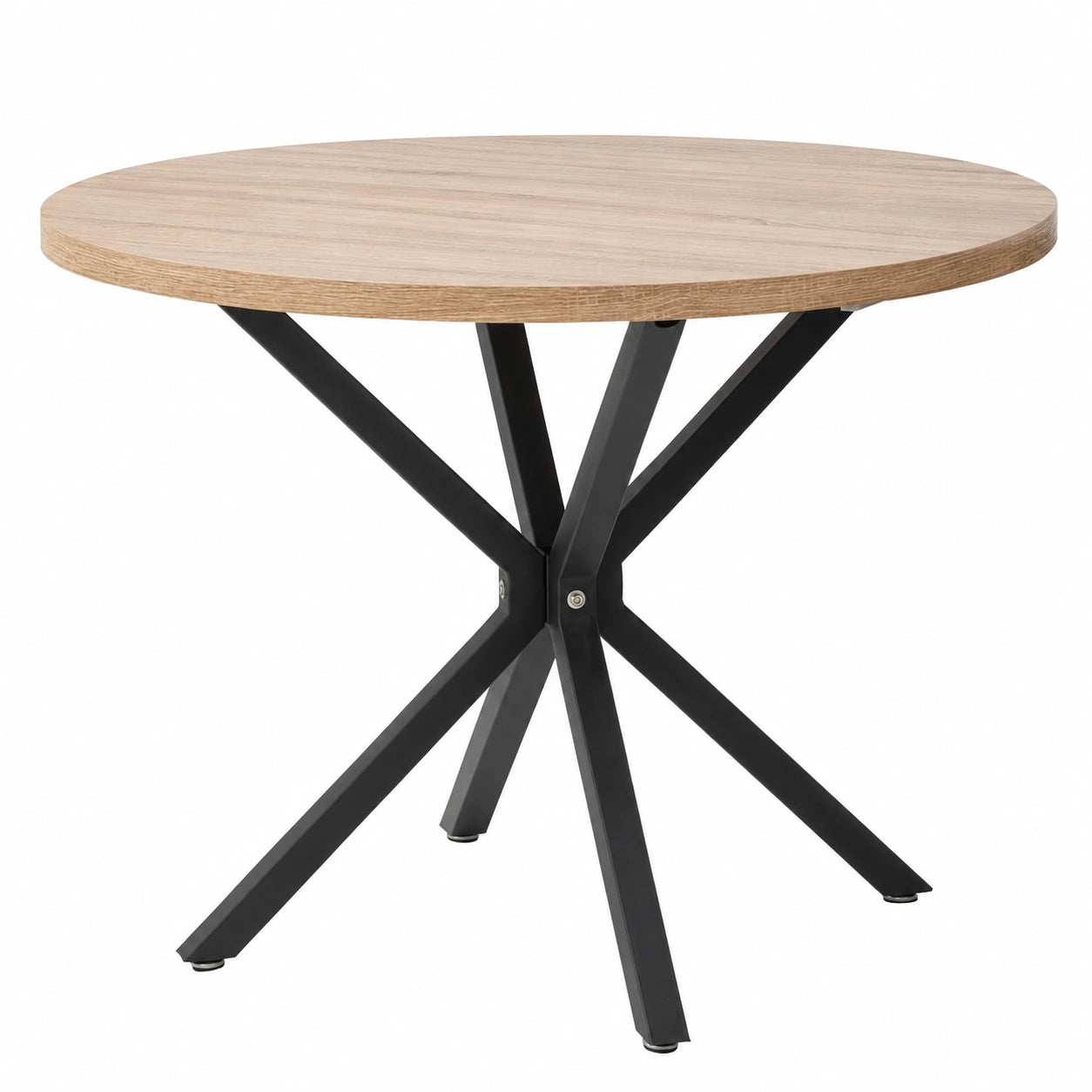 Mesa Redonda de 100 cm para Comedor, Capacidad 4-6 Personas, Superficie de MDF y Patas Metálicas, Ideal para Cocina y Salón