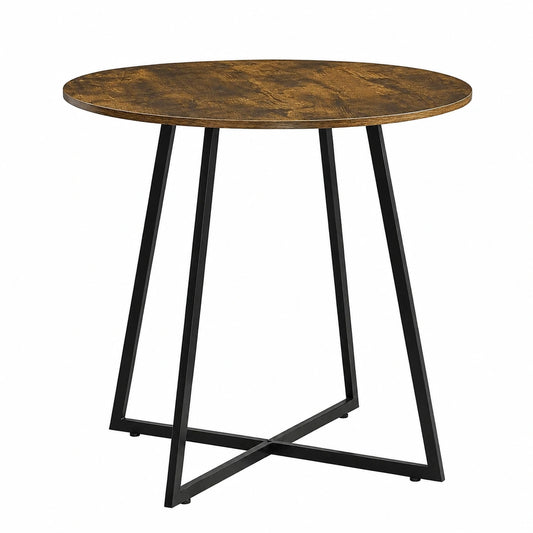 Mesa de Comedor Redonda Estilo Minimalista en Negro y Madera Oscura